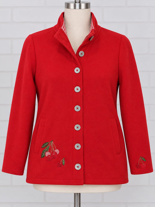 Women's Jacket/Cardigan Tulchan Originals Red Cherry Embroidered Button-Up Size S