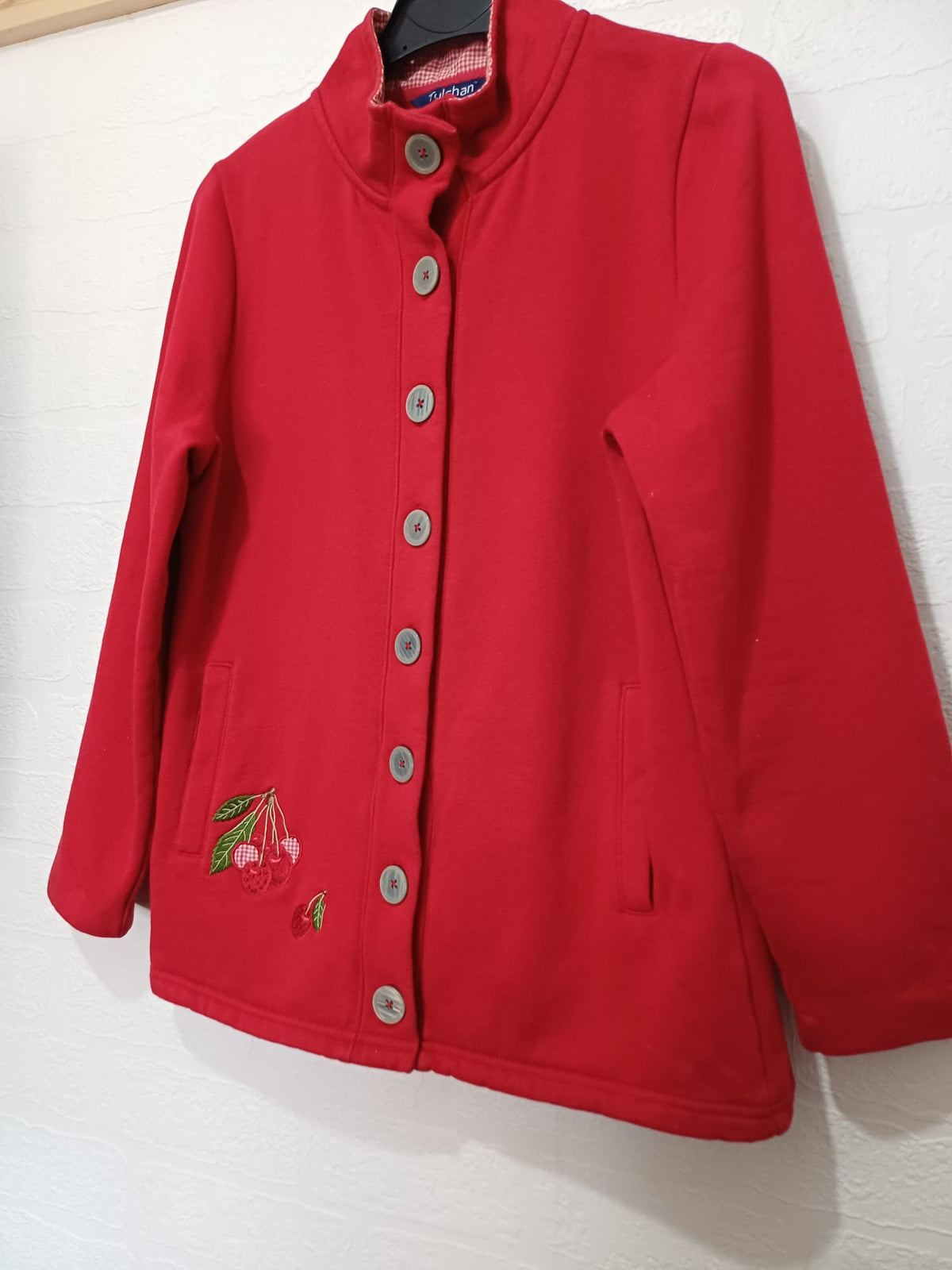 Women's Jacket/Cardigan Tulchan Originals Red Cherry Embroidered Button-Up Size S