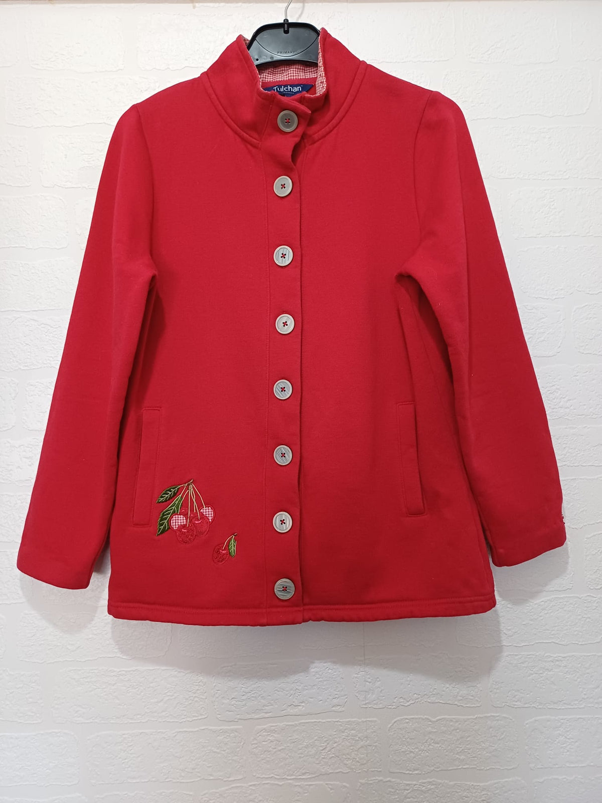Women's Jacket/Cardigan Tulchan Originals Red Cherry Embroidered Button-Up Size S