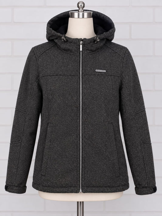 Women's Jacket Craghoppers Grey Textured Hooded Fleece-Lined Full-Zip Size S