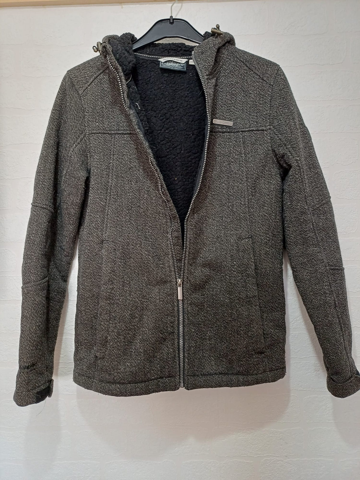 Women's Jacket Craghoppers Grey Textured Hooded Fleece-Lined Full-Zip Size S