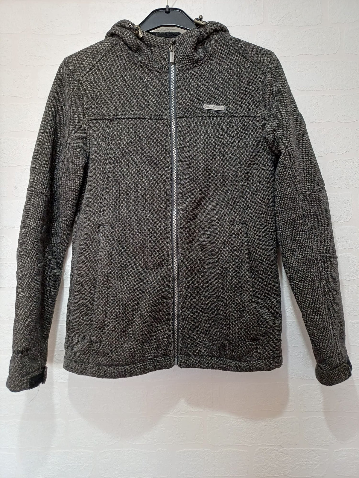 Women's Jacket Craghoppers Grey Textured Hooded Fleece-Lined Full-Zip Size S