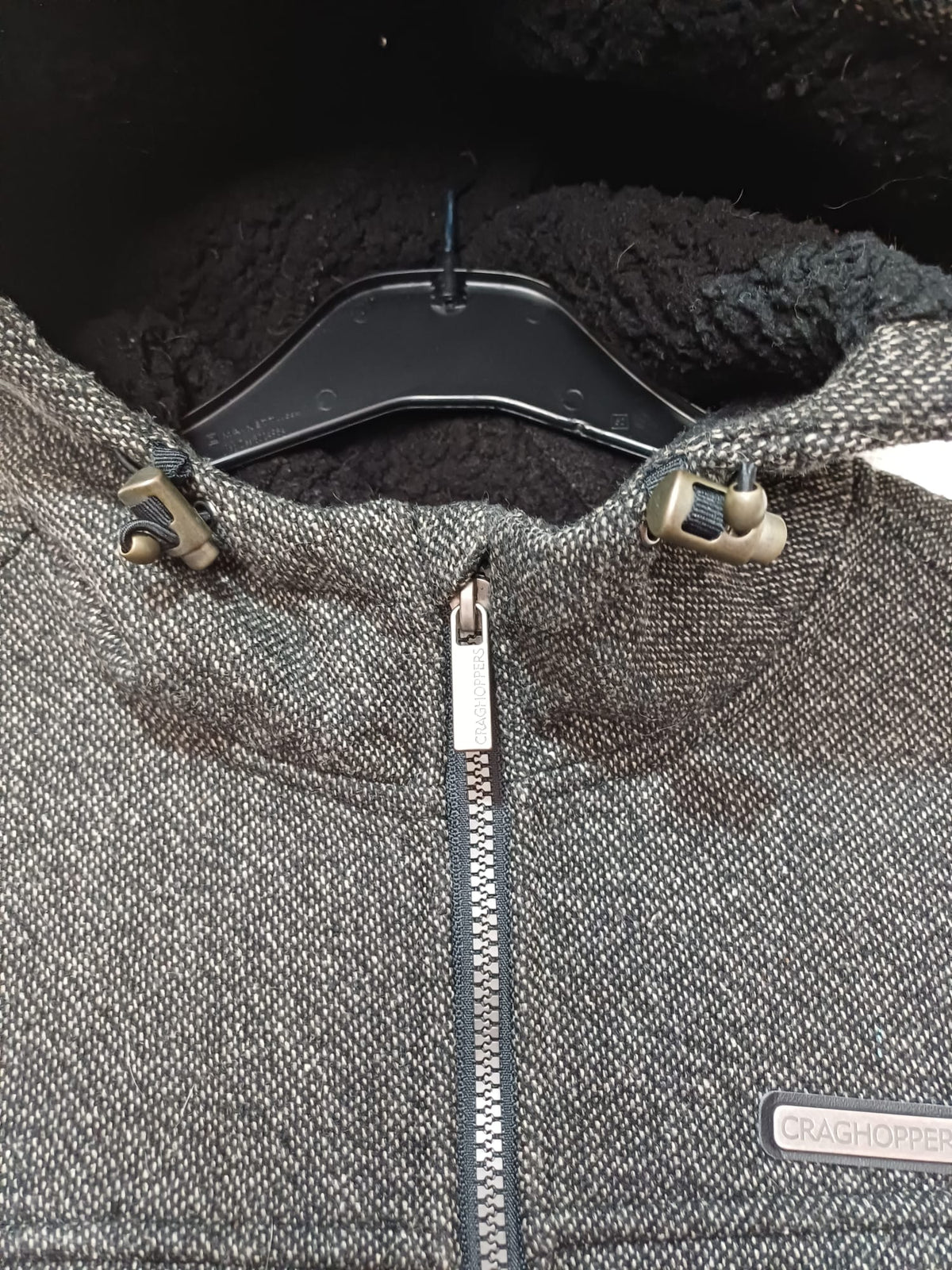 Women's Jacket Craghoppers Grey Textured Hooded Fleece-Lined Full-Zip Size S
