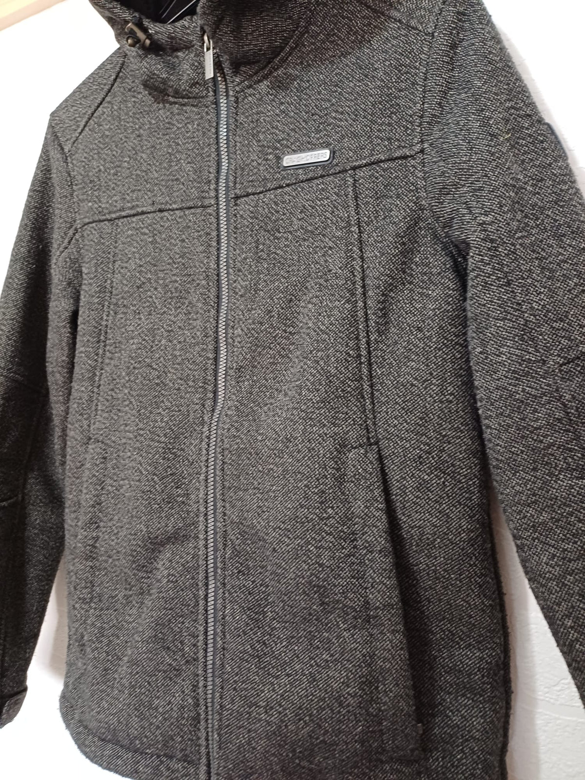 Women's Jacket Craghoppers Grey Textured Hooded Fleece-Lined Full-Zip Size S