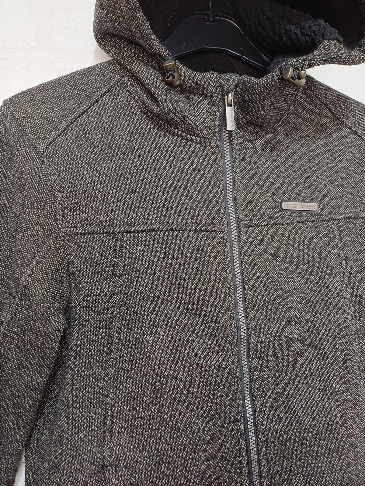 Women's Jacket Craghoppers Grey Textured Hooded Fleece-Lined Full-Zip Size S