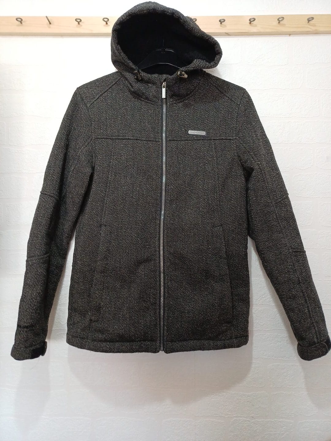 Women's Jacket Craghoppers Grey Textured Hooded Fleece-Lined Full-Zip Size S
