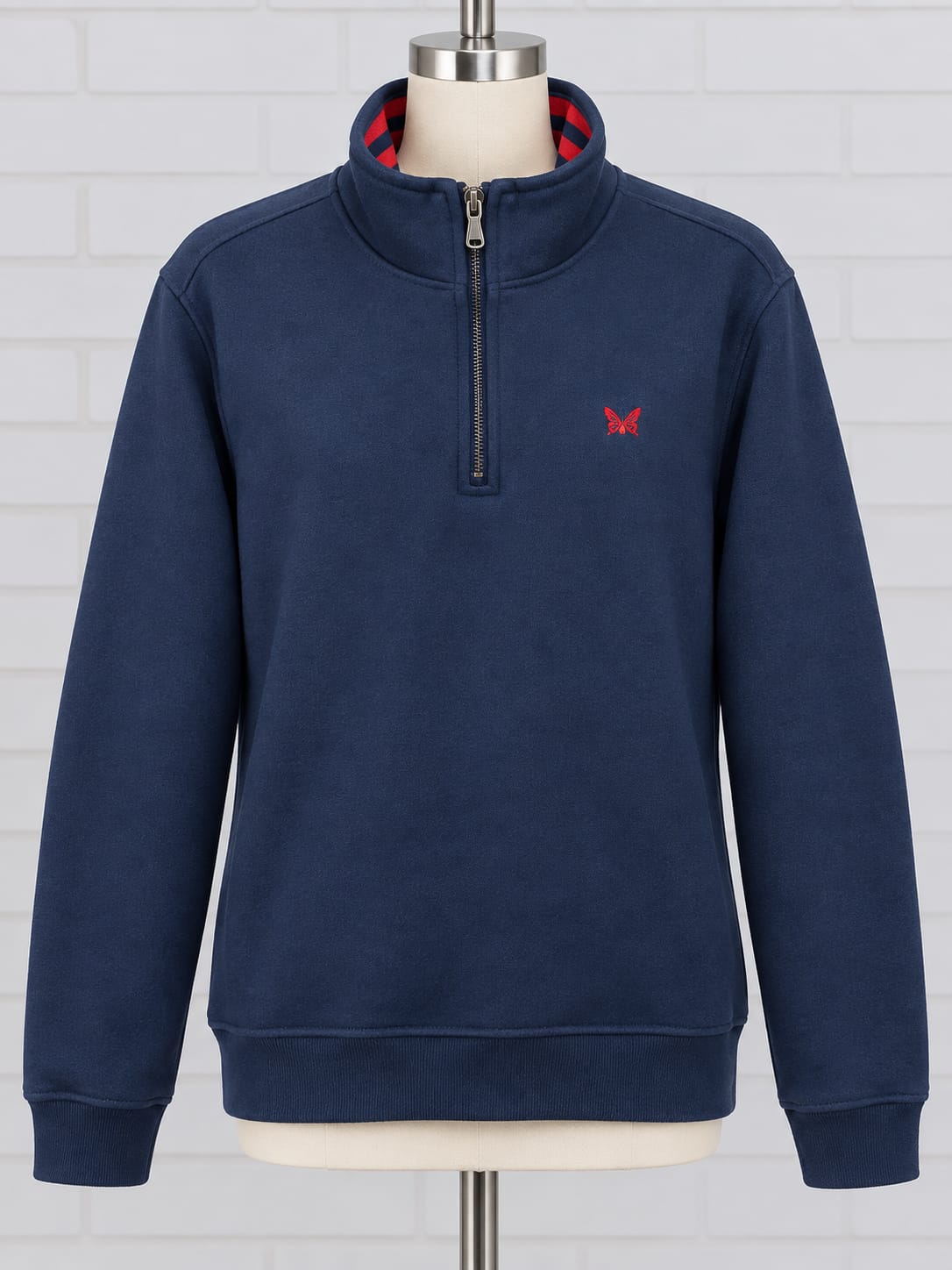 Men's Sweatshirt Crew Clothing Company Navy Blue Quarter-Zip High Neck Crossed-Oars Logo Size L Very Good