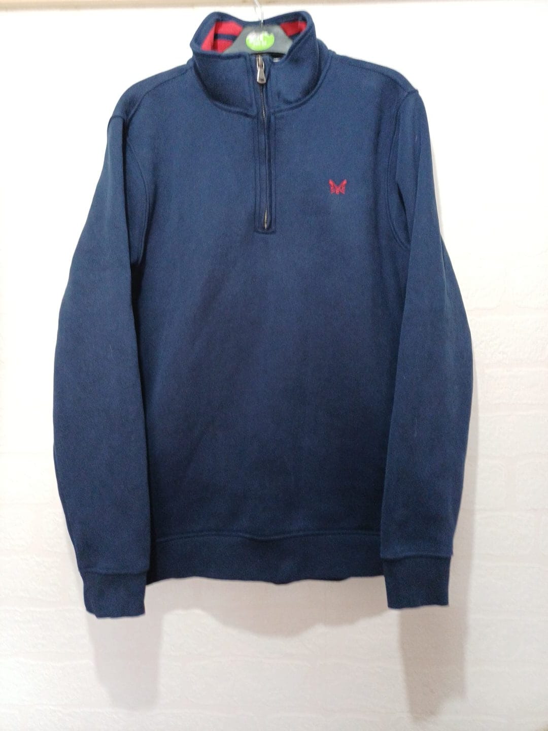 Men's Sweatshirt Crew Clothing Company Navy Blue Quarter-Zip High Neck Crossed-Oars Logo Size L Very Good