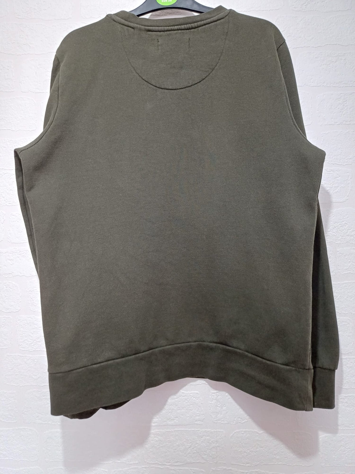 Men's Sweatshirt Pier One Khaki/Olive Green Military-Style Pocket Crew Neck Size M Good