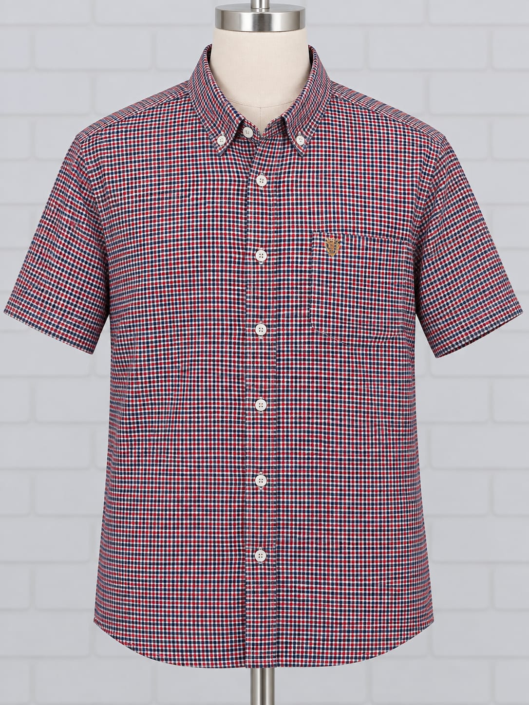 Men's Shirt Guinness Check Red Navy Short Sleeve Size 3XL Very Good Condition