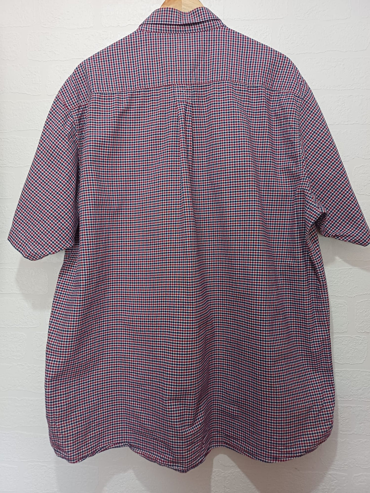 Men's Shirt Guinness Check Red Navy Short Sleeve Size 3XL Very Good Condition