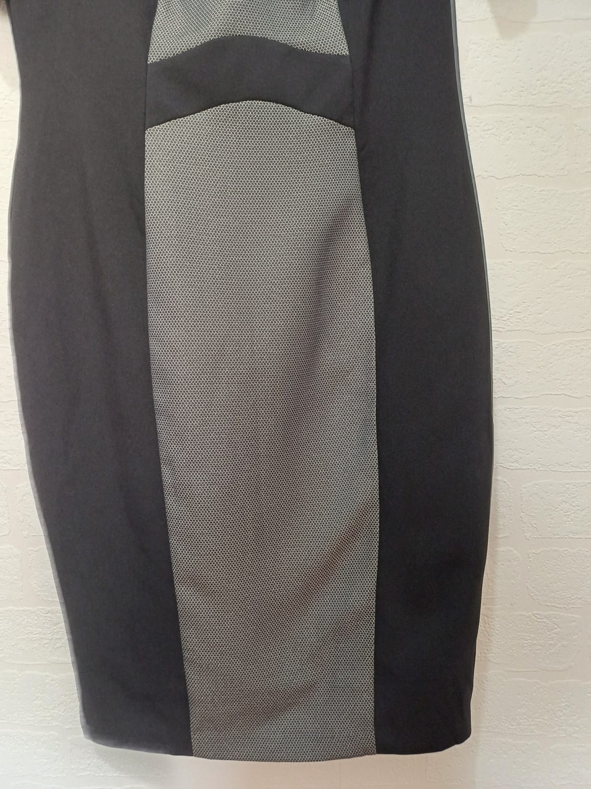 Women's Pencil Dress F&F Black Grey Panel Bodycon Size 12 Very Good Condition