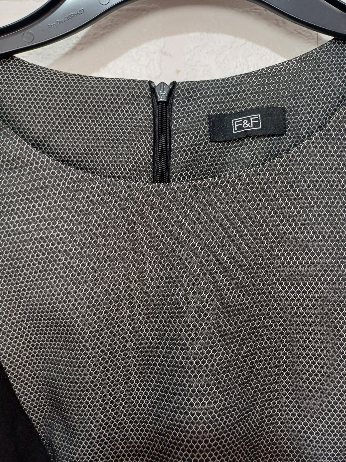 Women's Pencil Dress F&F Black Grey Panel Bodycon Size 12 Very Good Condition