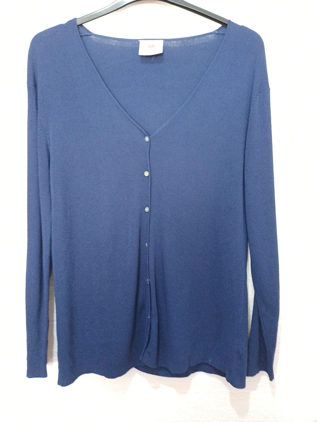 Women's Cardigan Nightingales Navy Blue V-Neck Button Size M Very Good Condition