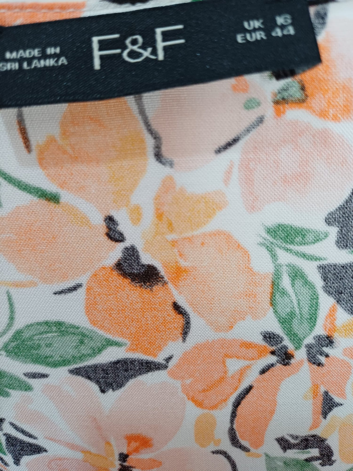 Women's Kimono Cardigan F&F Floral Orange Green Size 16 Very Good Condition