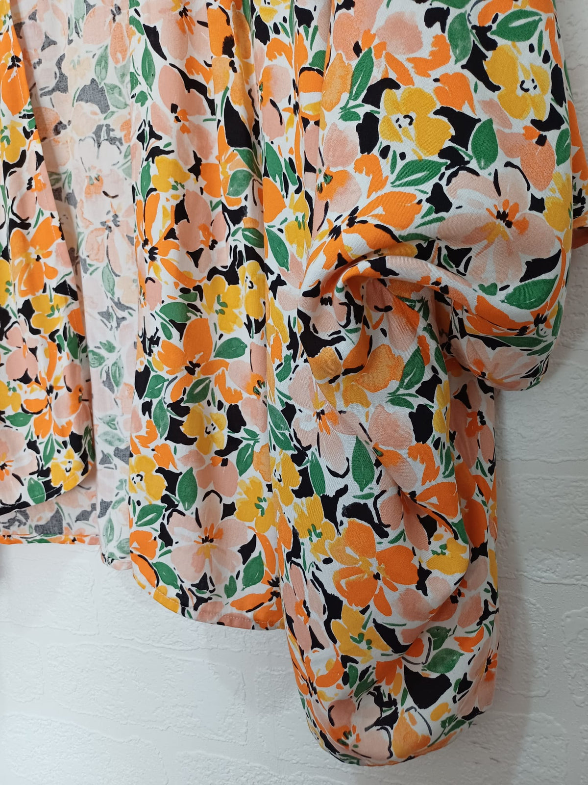 Women's Kimono Cardigan F&F Floral Orange Green Size 16 Very Good Condition