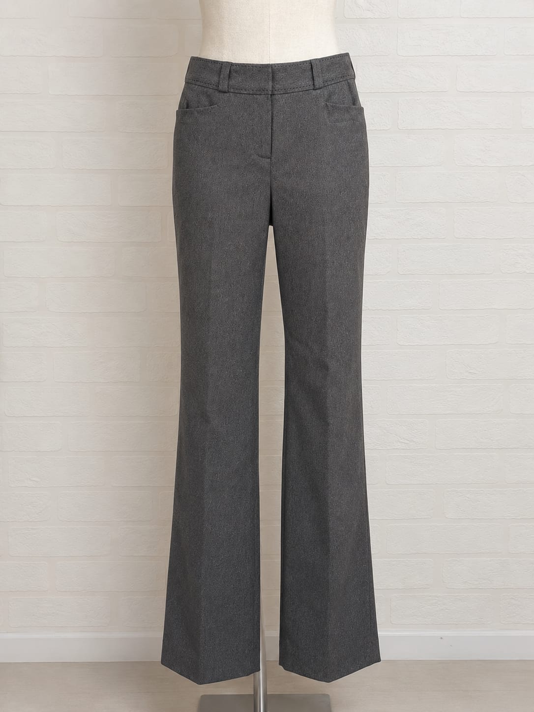 Women's Trousers TU Grey Herringbone Flared Smart Size 12R Very Good Condition