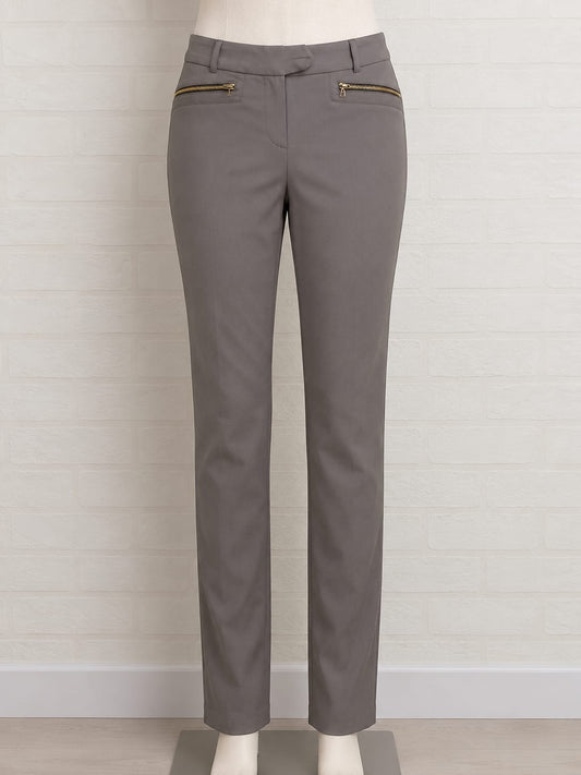 Women's Trousers Dorothy Perkins Grey Slim Leg Gold Zip Size 12 Very Good Condition