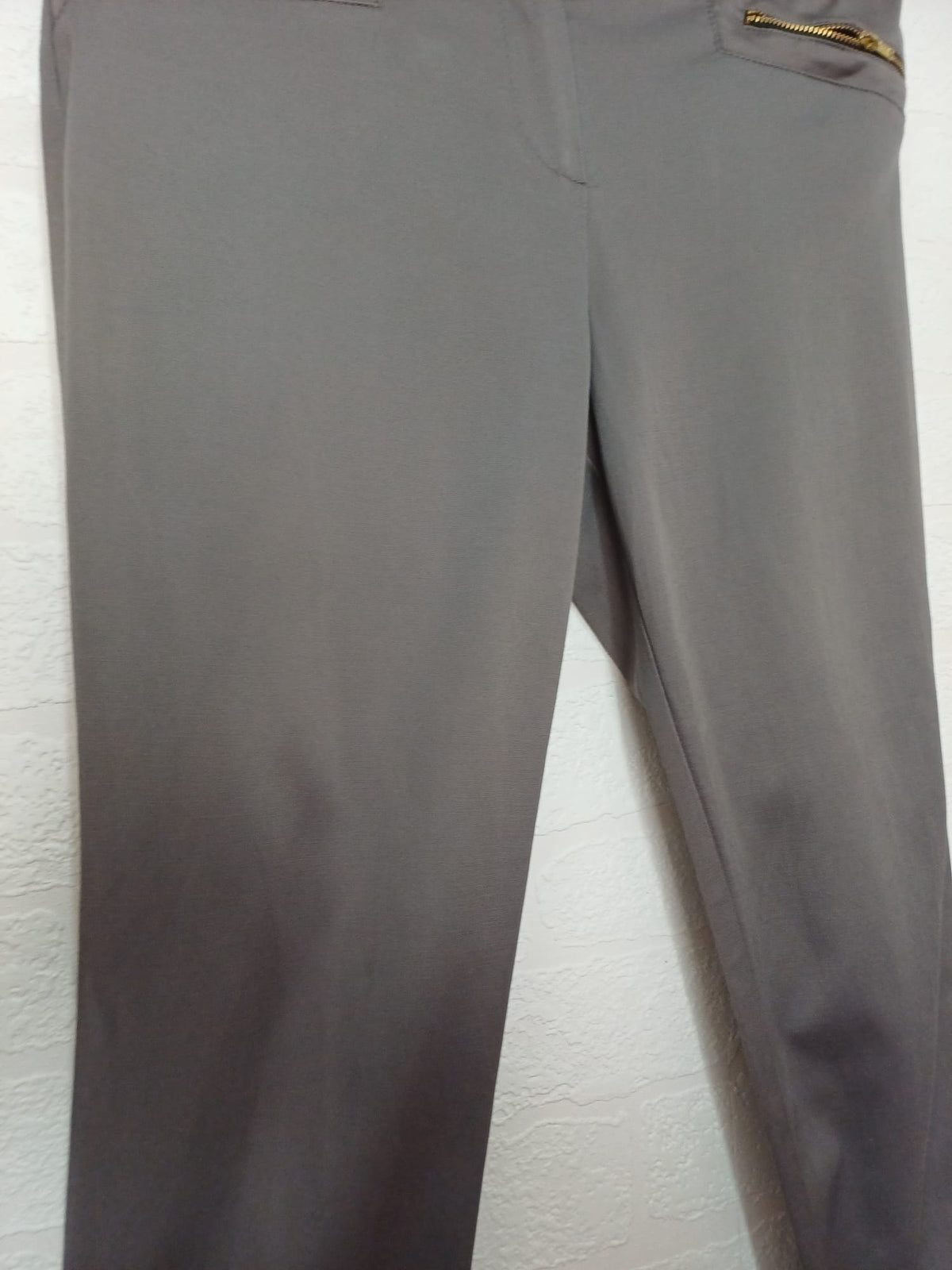 Women's Trousers Dorothy Perkins Grey Slim Leg Gold Zip Size 12 Very Good Condition