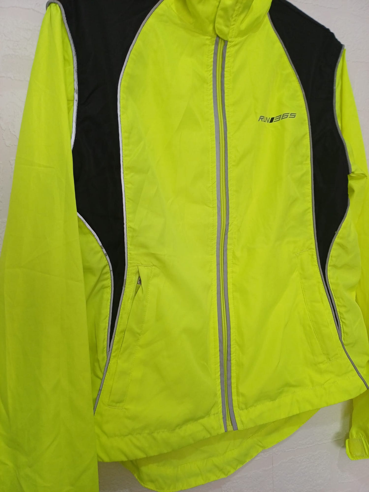Women's Running Jacket Run 365 Hi Vis Yellow Reflective Size 10 Very Good Condition