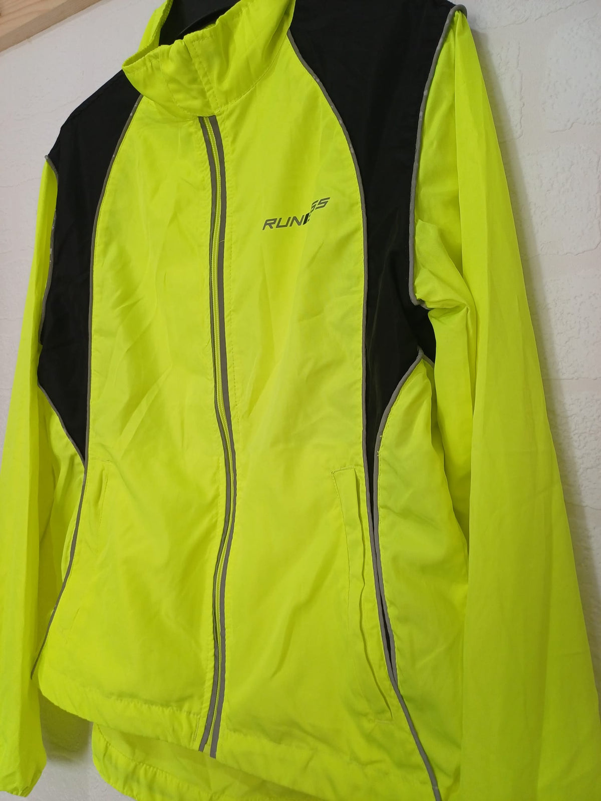 Women's Running Jacket Run 365 Hi Vis Yellow Reflective Size 10 Very Good Condition