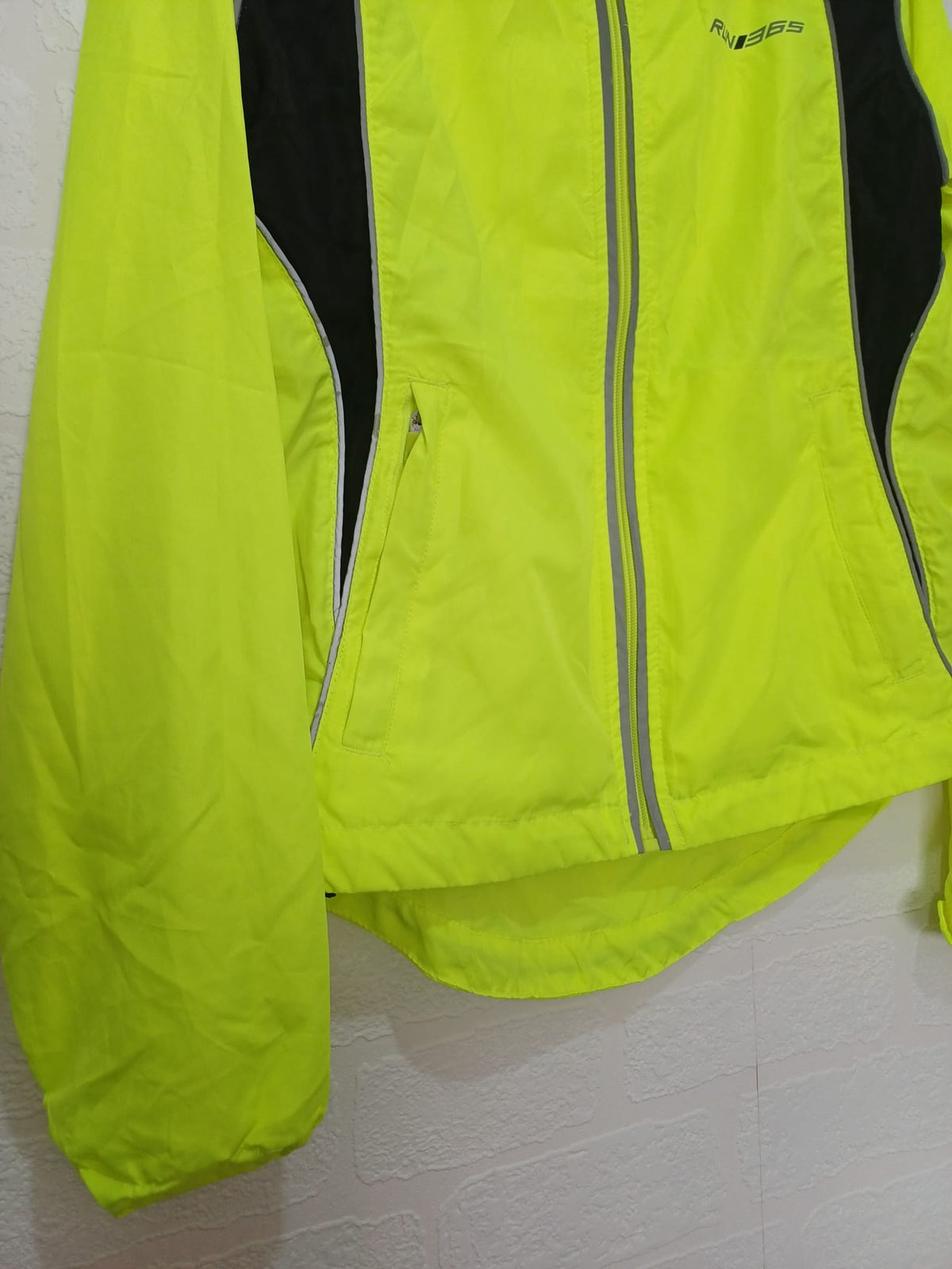 Women's Running Jacket Run 365 Hi Vis Yellow Reflective Size 10 Very Good Condition