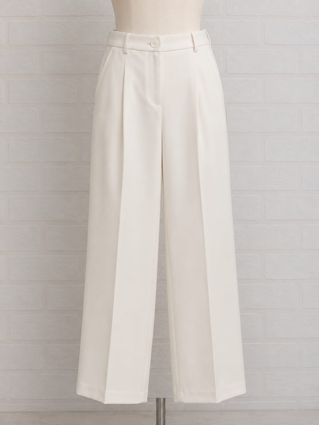 Women's Trousers Primark White Wide Leg Smart Front Button Size UK 10 Very Good Pre-Owned Condition