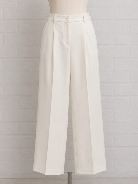 Women's Trousers Primark White Wide Leg Smart Front Button Size UK 10 Very Good Pre-Owned Condition