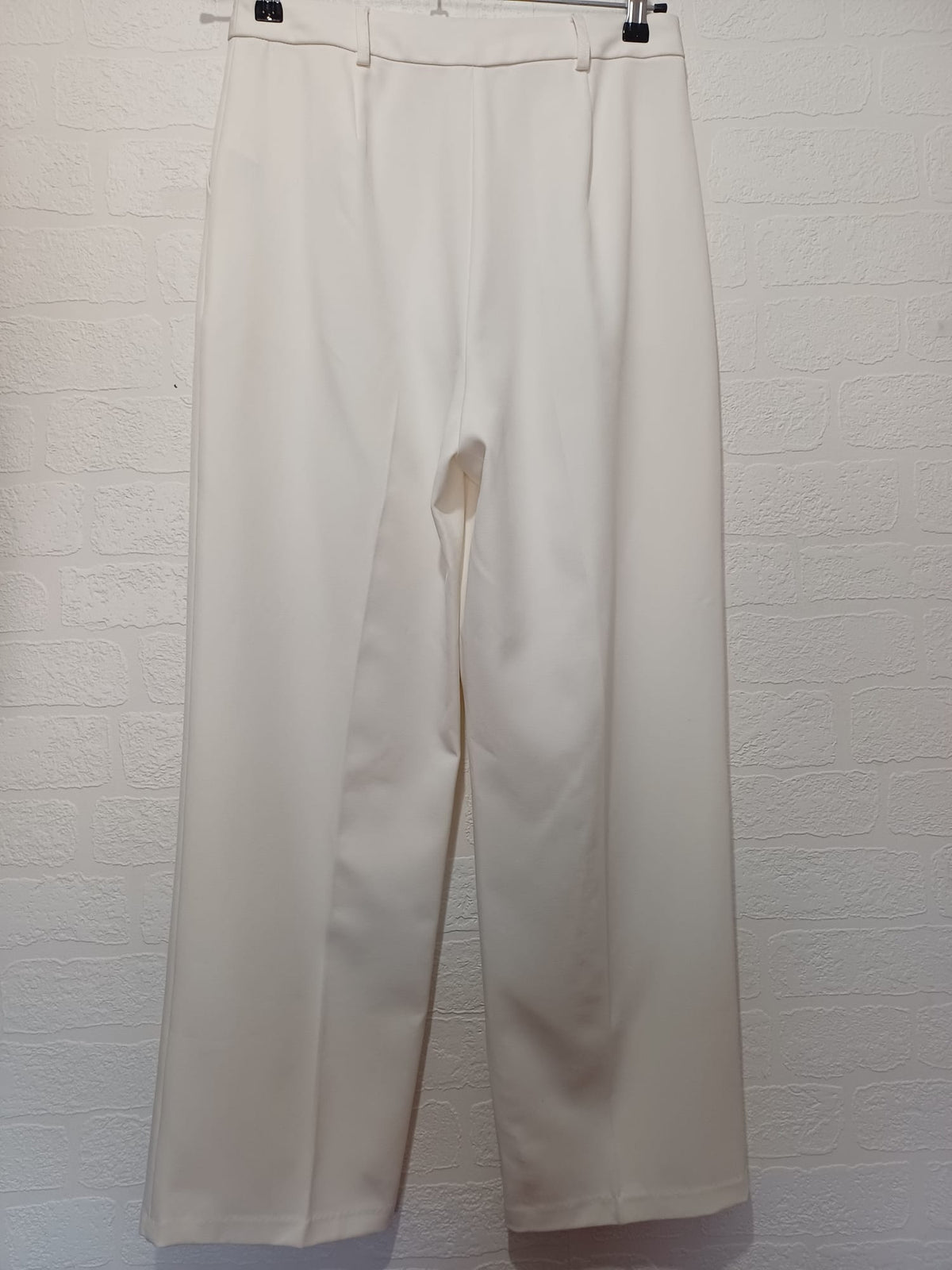 Women's Trousers Primark White Wide Leg Smart Front Button Size UK 10 Very Good Pre-Owned Condition