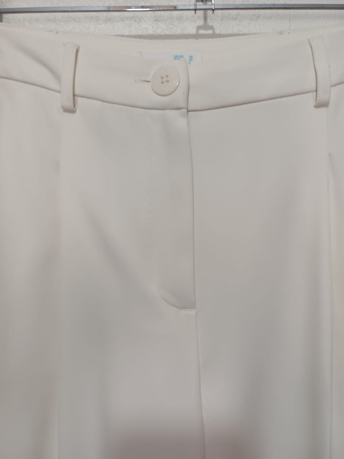 Women's Trousers Primark White Wide Leg Smart Front Button Size UK 10 Very Good Pre-Owned Condition