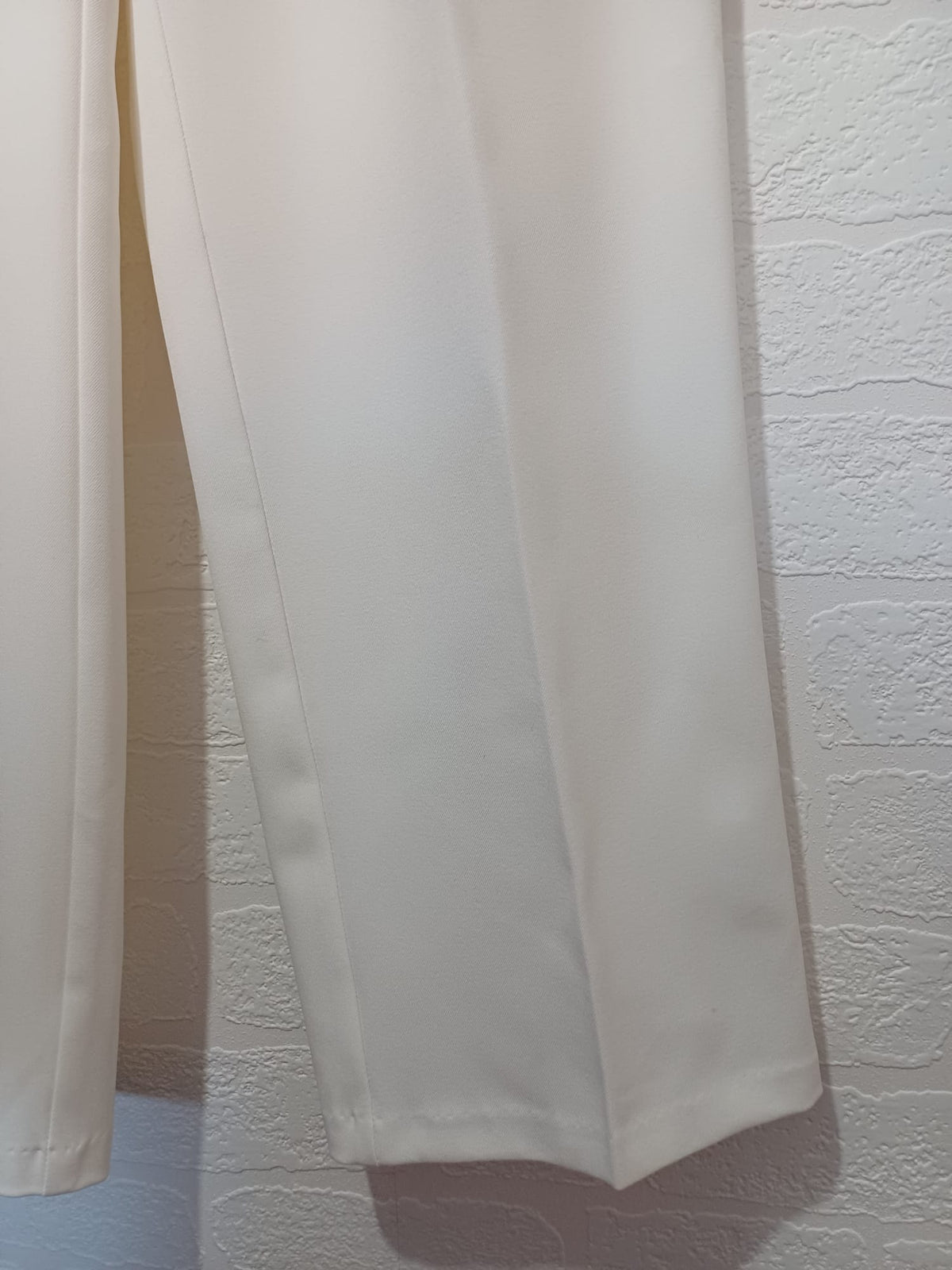 Women's Trousers Primark White Wide Leg Smart Front Button Size UK 10 Very Good Pre-Owned Condition