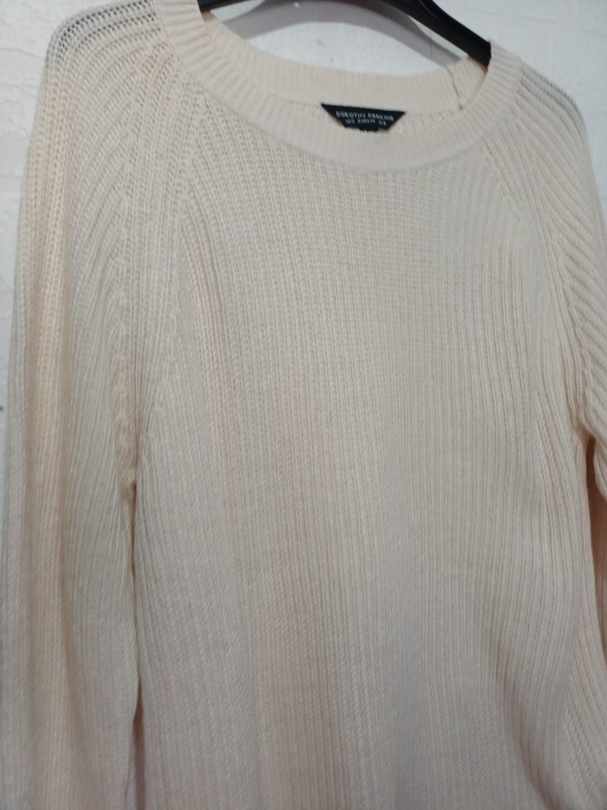 Women's Jumper Dorothy Perkins Cream Chunky Knit Relaxed Longline Tie-Side Split Size UK 16 Very Good Condition