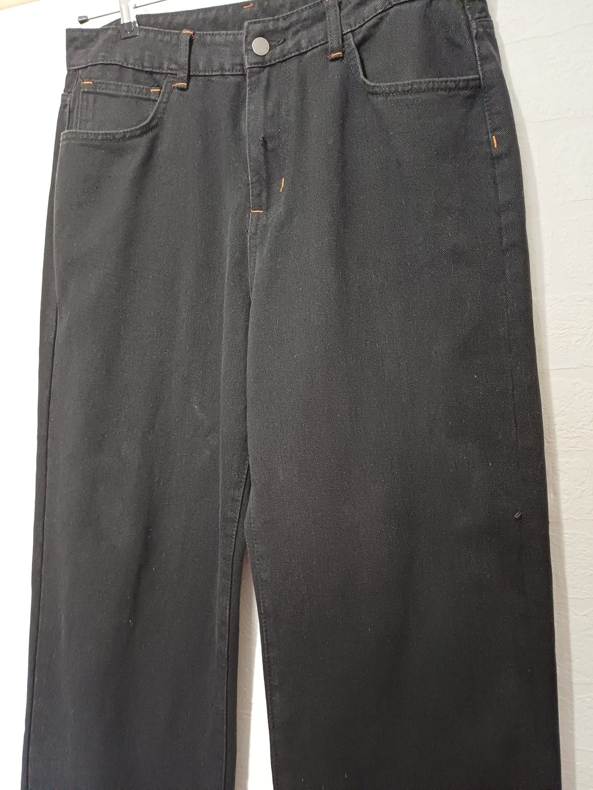 Men's Jeans SHEIN Black Embroidered Dragon Graphic Wide Leg Size L Very Good Condition