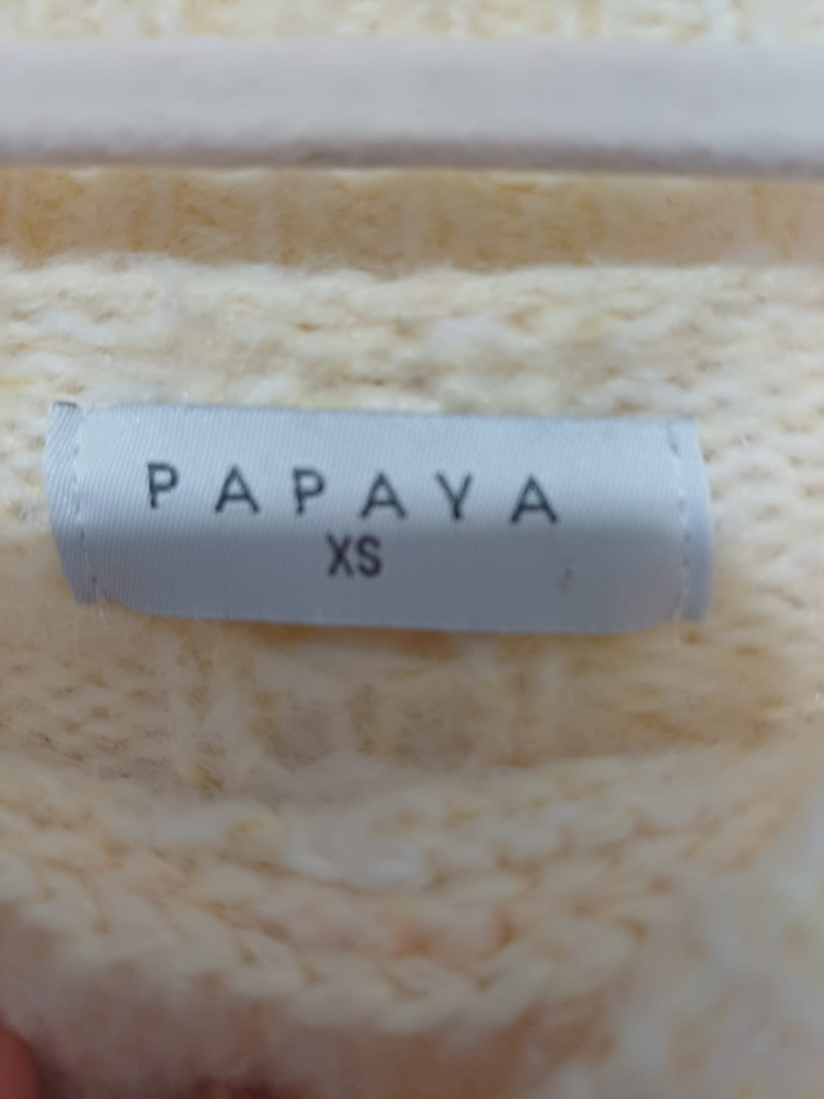 Women's Jumper Papaya Cream Cable Knit Textured Open-Knit Balloon Sleeve Size XS Very Good Pre-Owned Condition
