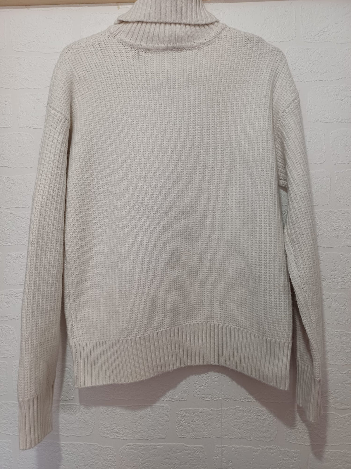 Women's Jumper M&S Collection / Very Cream Ribbed Roll-Neck Cloud-Yarn Size S Very Good Condition