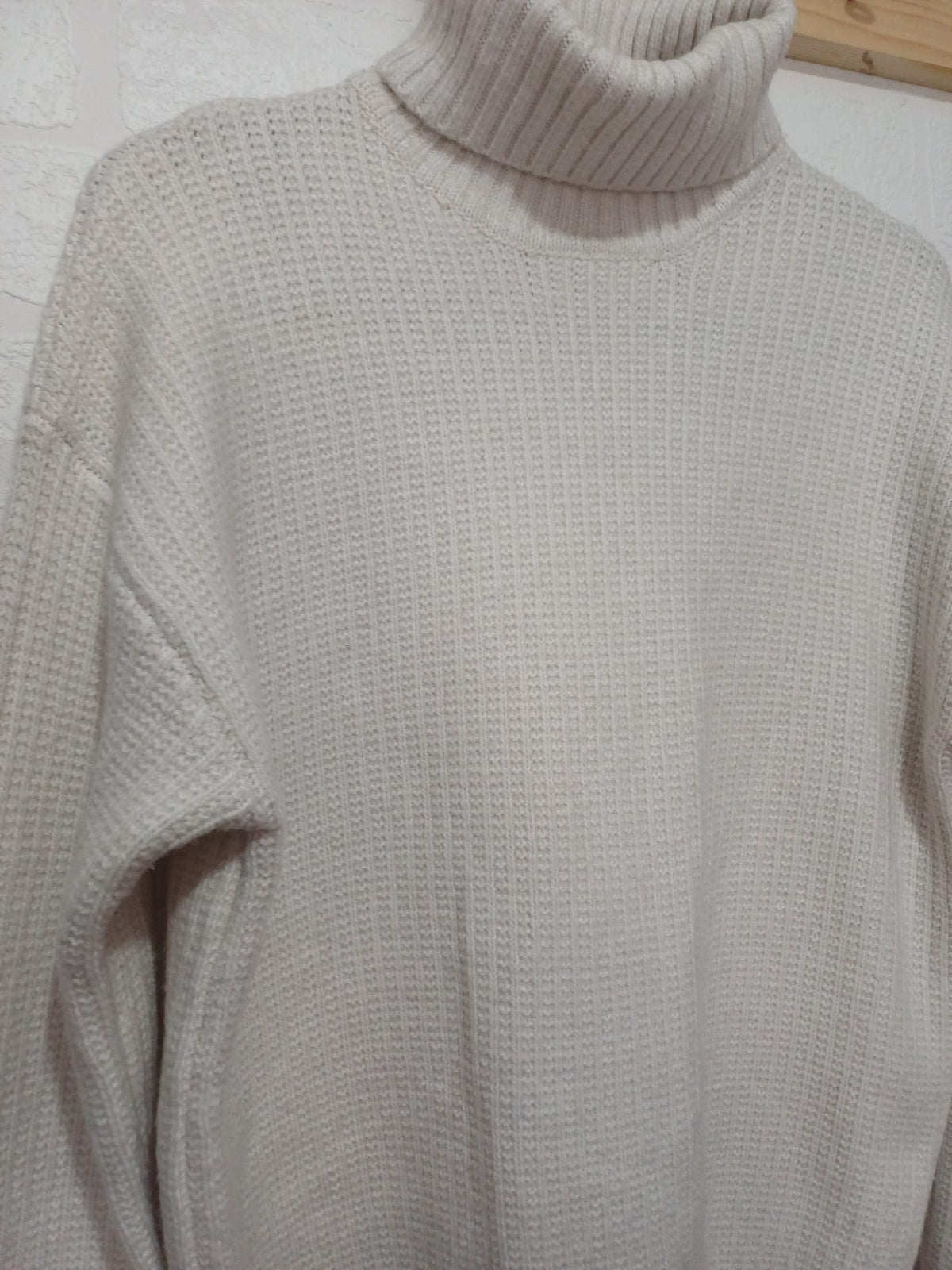 Women's Jumper M&S Collection / Very Cream Ribbed Roll-Neck Cloud-Yarn Size S Very Good Condition