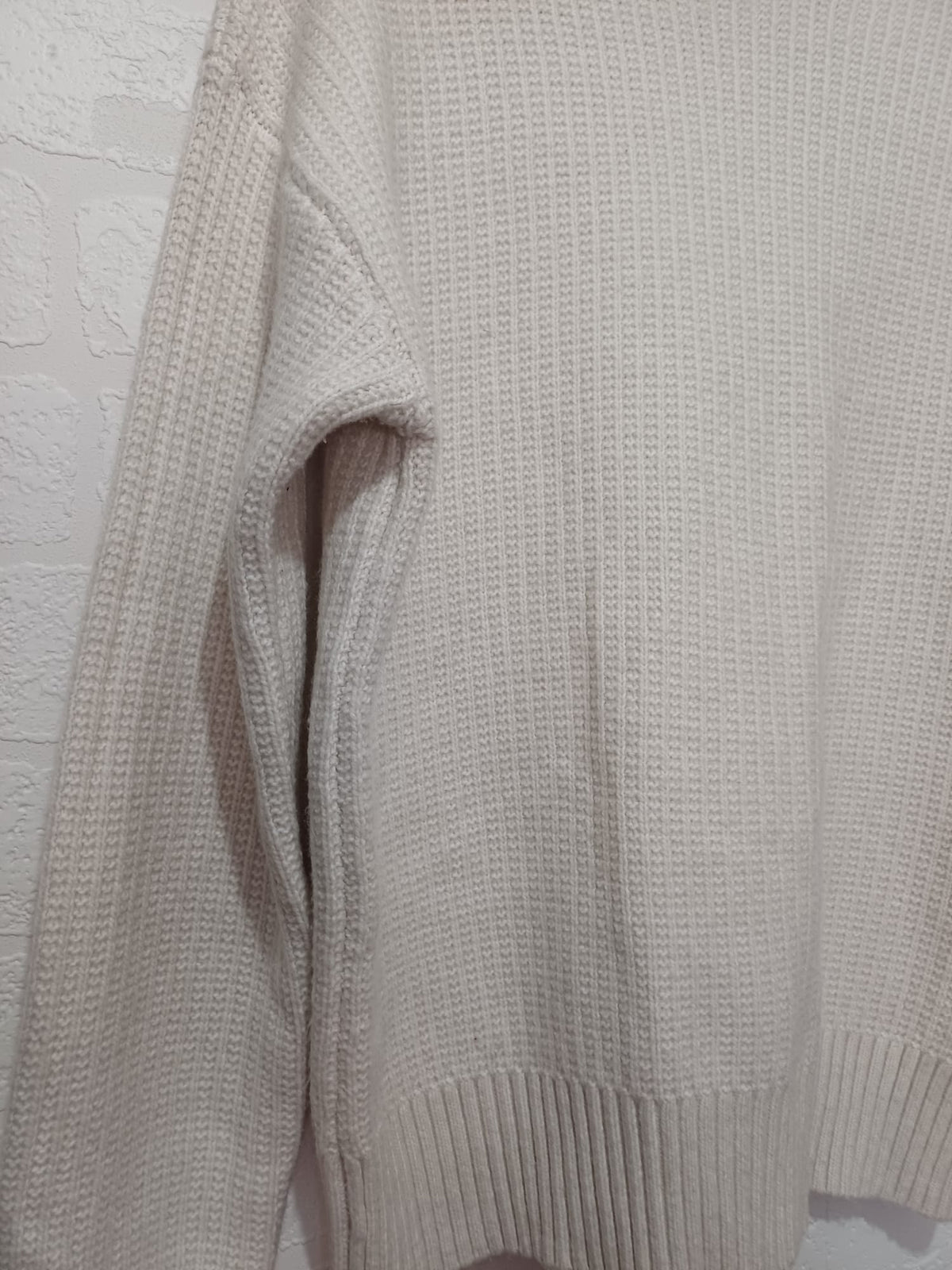 Women's Jumper M&S Collection / Very Cream Ribbed Roll-Neck Cloud-Yarn Size S Very Good Condition