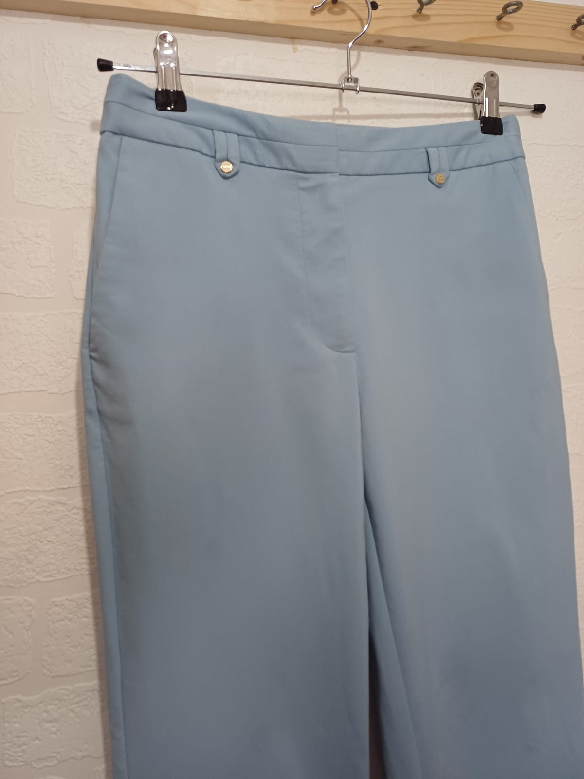Women's Trousers Marks & Spencer Light Blue Slim-Fit Ankle-Grazer UK 8 Regular Very Good