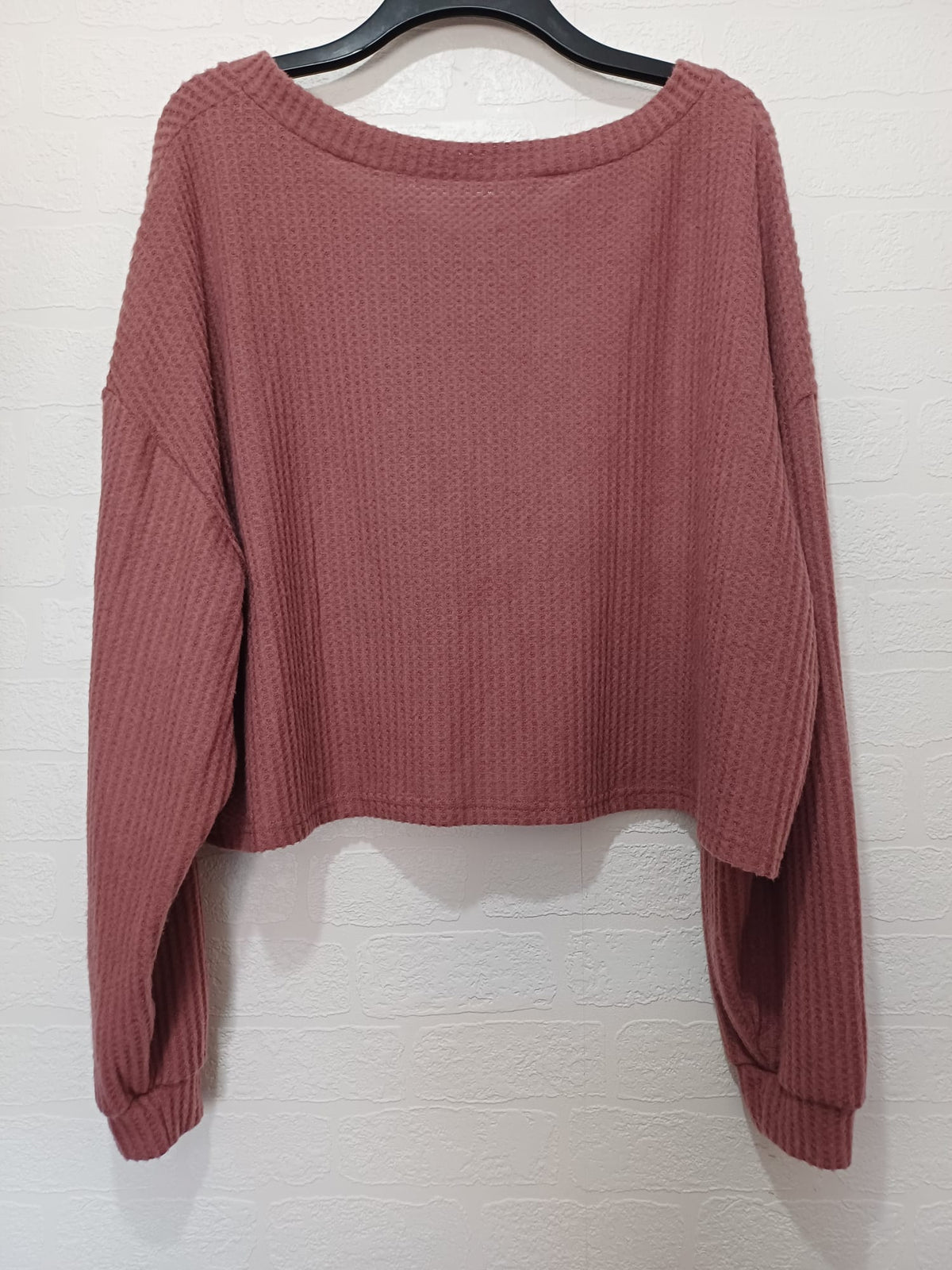 Women's Plus Size Top SHEIN Curve Mauve Pink Waffle-Knit V-Neck 4XL Good