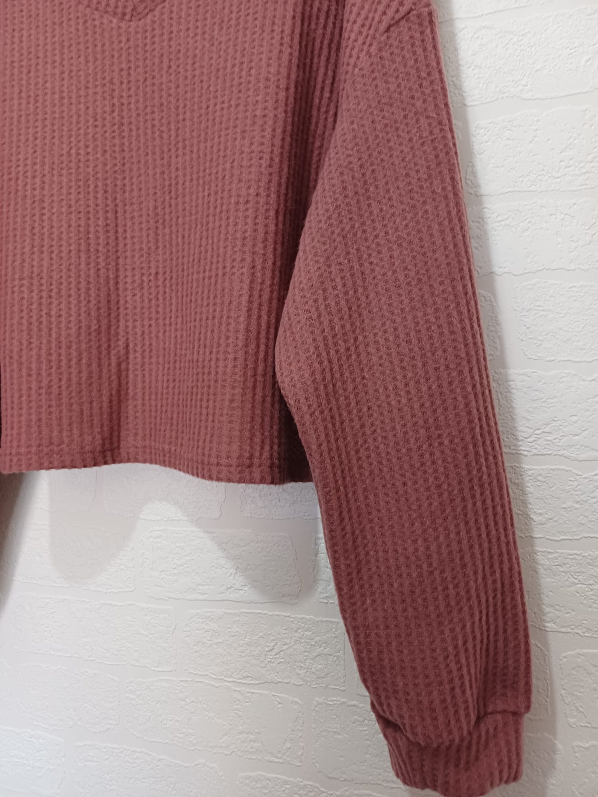 Women's Plus Size Top SHEIN Curve Mauve Pink Waffle-Knit V-Neck 4XL Good