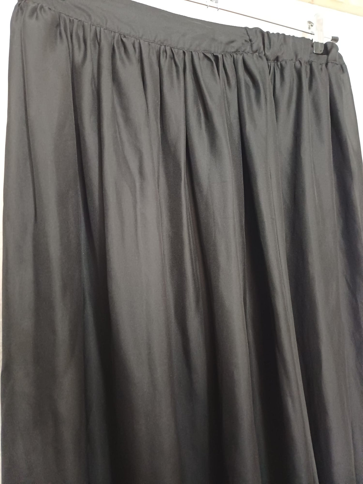 Women's Maxi Skirt Miss Loona Black Asymmetric Dip-Hem Elastic Waist Size by Measurements Very Good