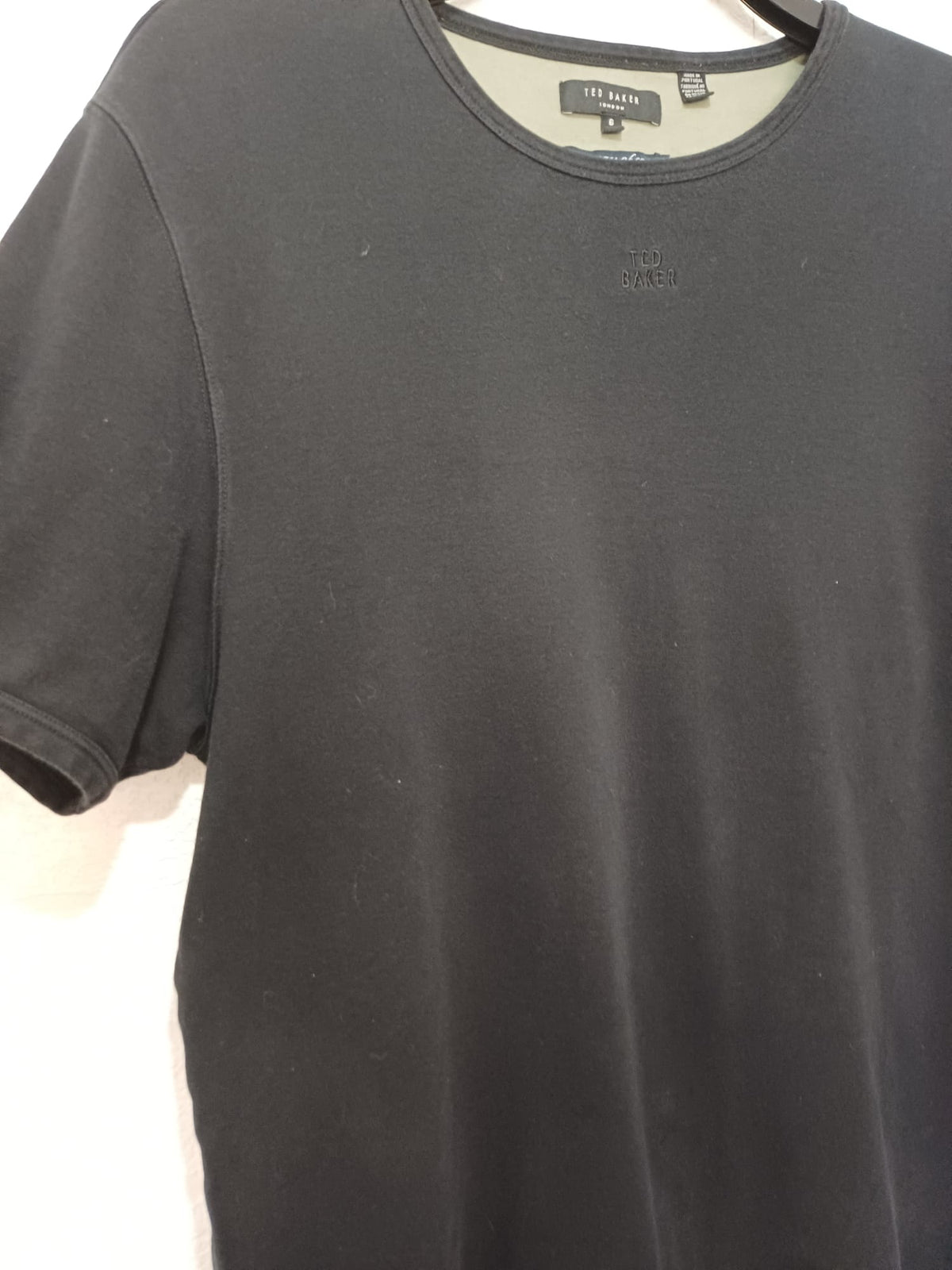 Men's T-Shirt Ted Baker Charcoal Black Embroidered Logo Relaxed Fit XXL Very Good