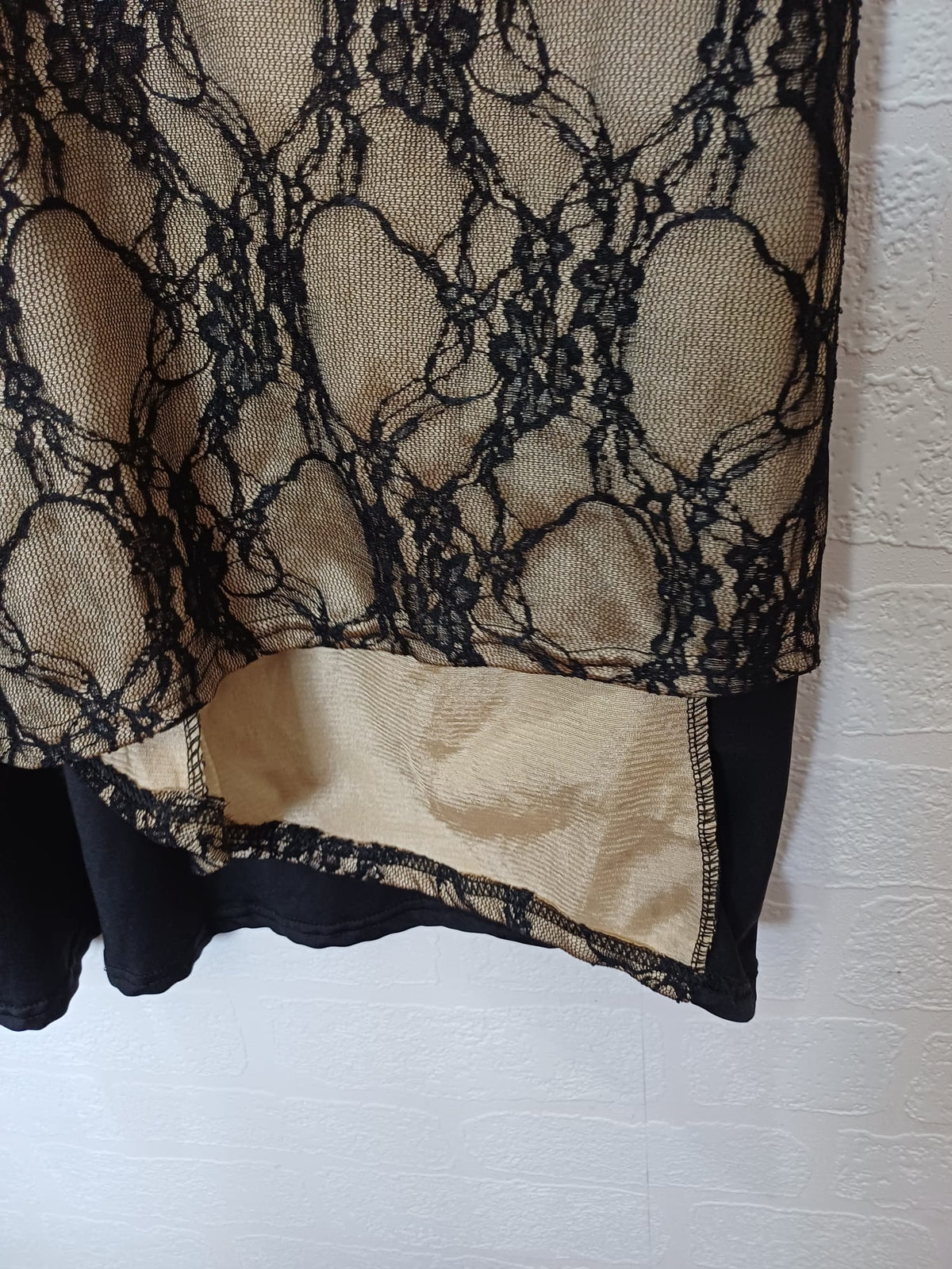 Women's Plus Size Maxi Dress BBX Lephsnt Black Nude Floral Lace One-Shoulder 3XL Very Good
