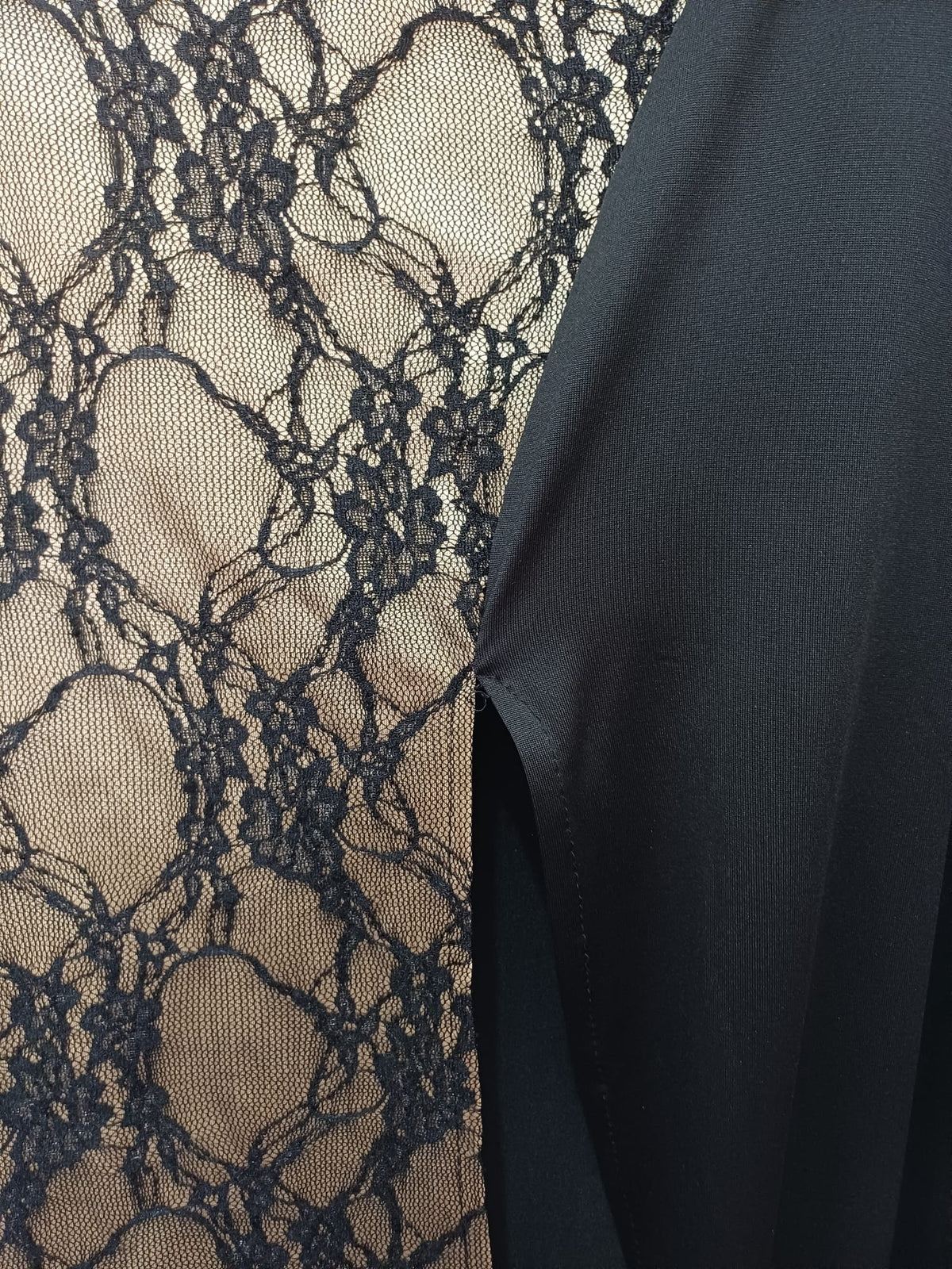 Women's Plus Size Maxi Dress BBX Lephsnt Black Nude Floral Lace One-Shoulder 3XL Very Good