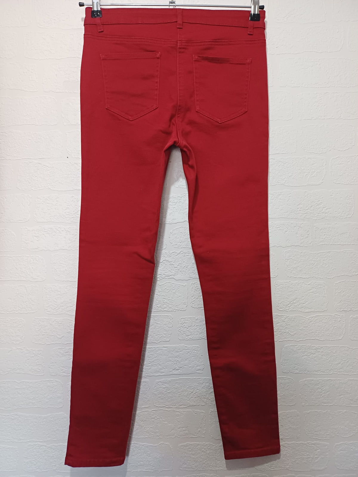 Women's Jeans NEXT Red 'The Biker' Zip Detail Skinny UK 10 Regular Very Good Condition