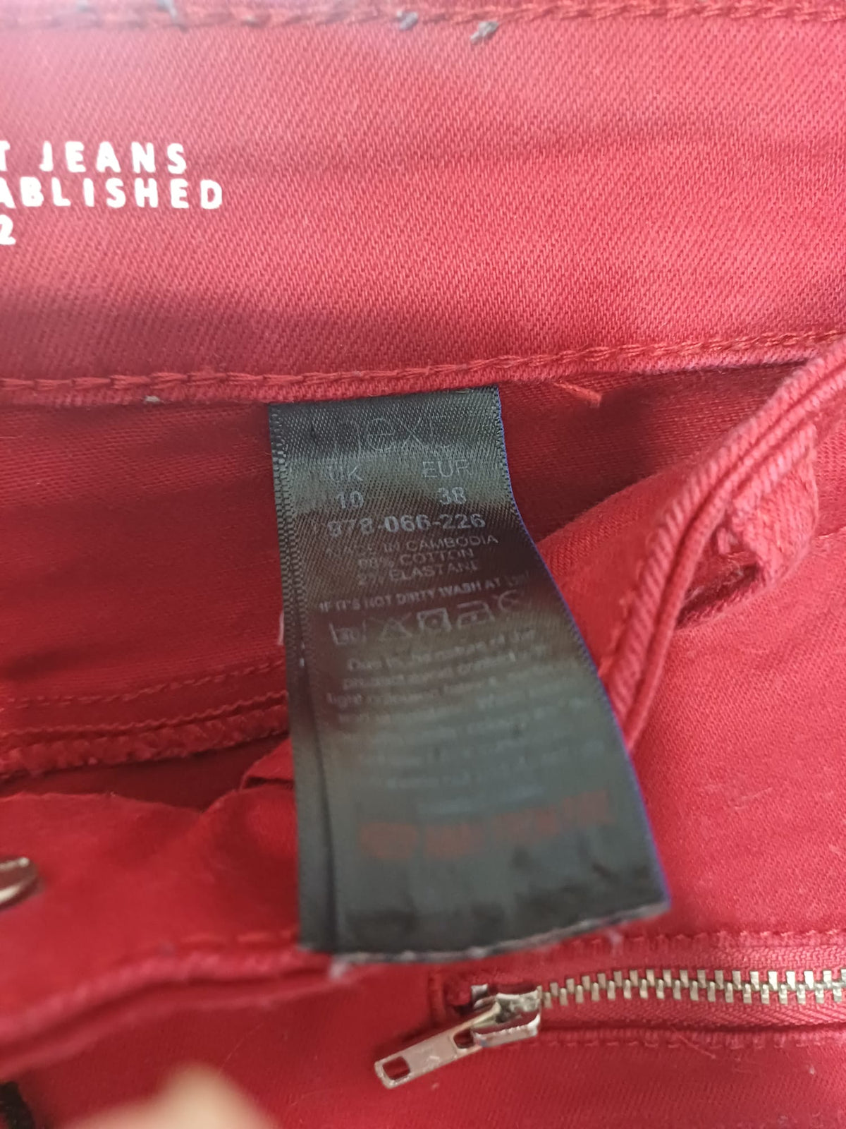 Women's Jeans NEXT Red 'The Biker' Zip Detail Skinny UK 10 Regular Very Good Condition