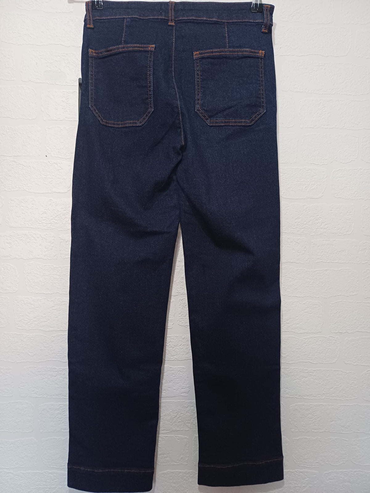 Women's Jeans Savida Dark Blue High Rise Straight/Wide Leg Front Patch Pockets UK 10 Very Good Condition