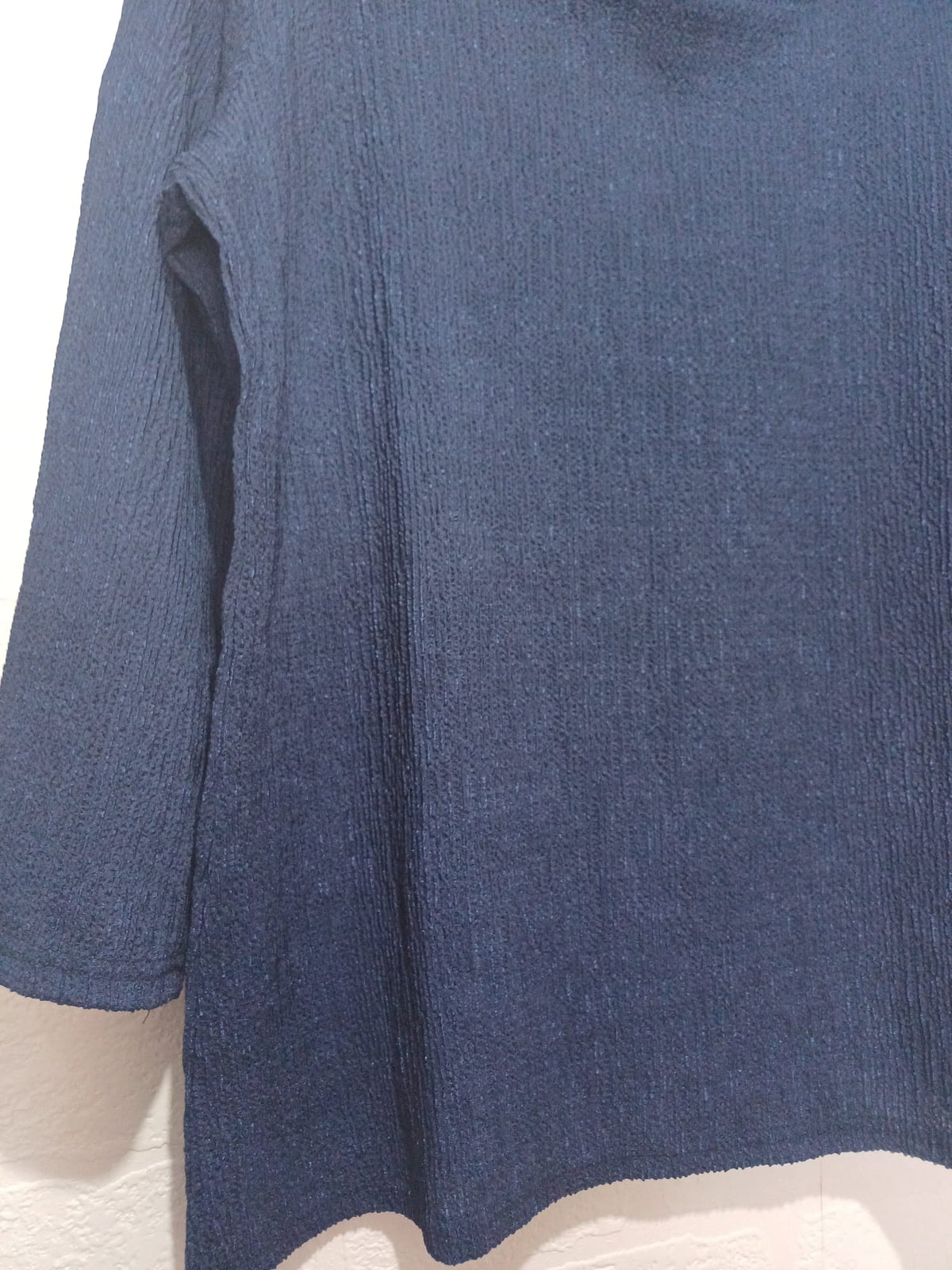 Women's Top Just Elegance Navy Blue Textured Square Neck UK 14 Very Good Pre-Owned Condition