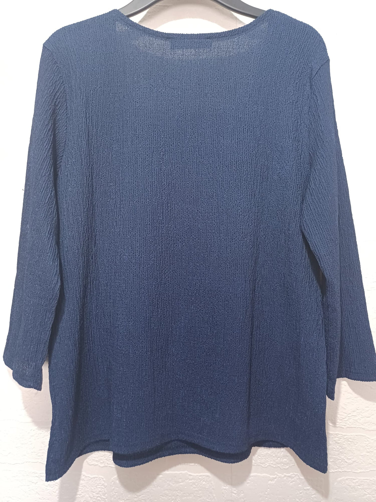 Women's Top Just Elegance Navy Blue Textured Square Neck UK 14 Very Good Pre-Owned Condition
