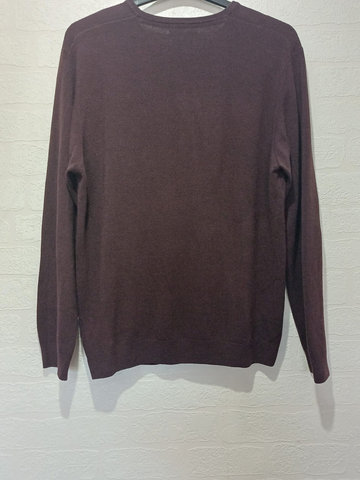 Unisex Jumper M&S Collection Burgundy Cashmilon V-Neck Longer Length Size XL Great Condition
